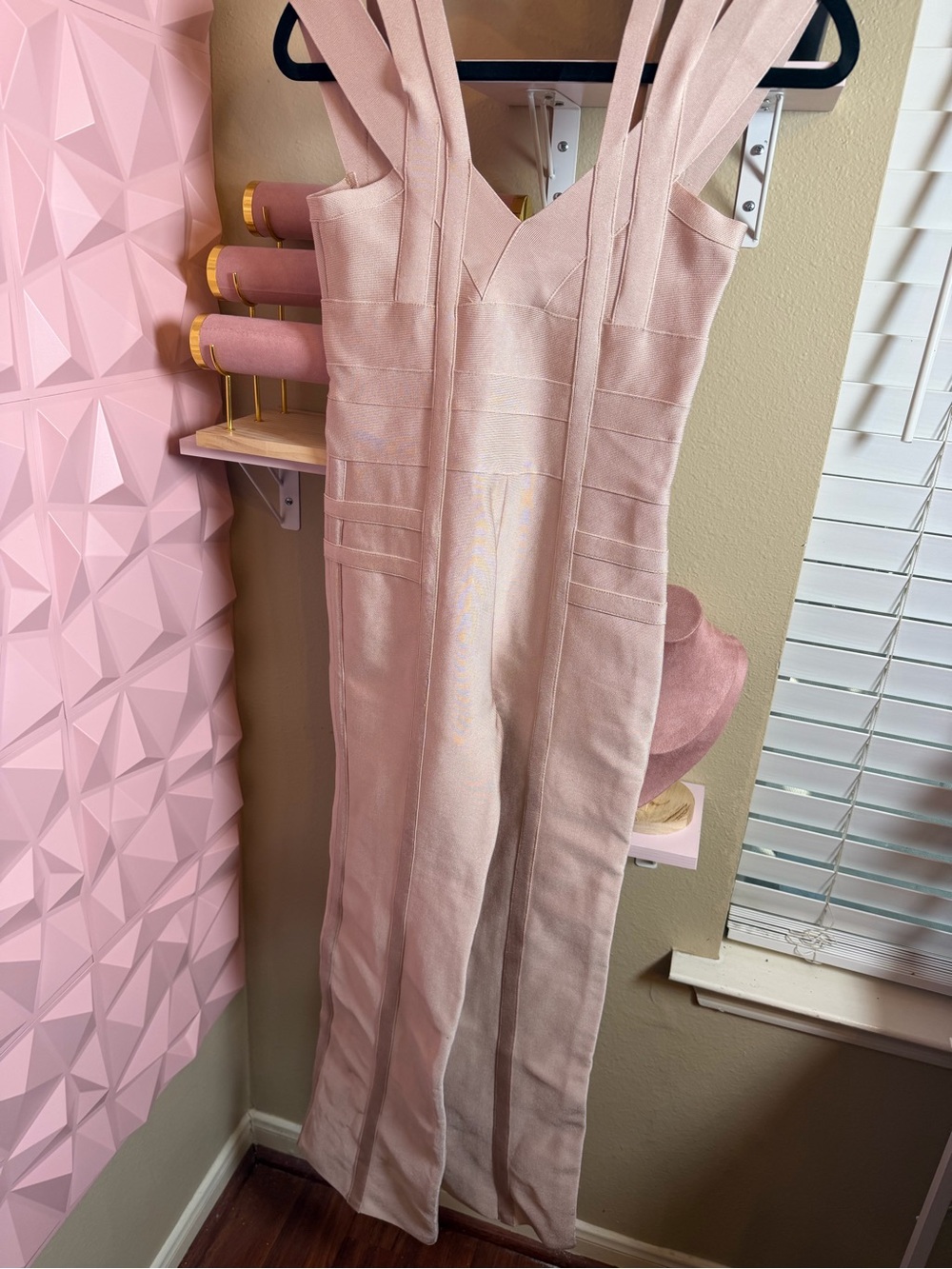 Sleeveless Blush Pink Bandage Jumpsuit